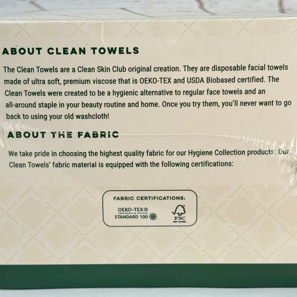 Clean Skin Club Bamboo Viscose Ultra Soft BioBased Face Towel 1Pkg XL 50 Ct.